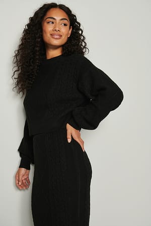 Black Dziergany sweter z okrągłym dekoltem