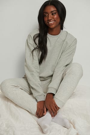 Grey Melange Sweter z organicznej bawełny z okrągłym dekoltem