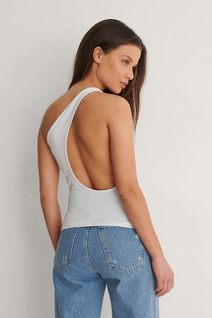White Camiseta de tirantes con escote redondo en la espalda reciclada