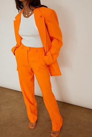 Bright Orange Blazer Acentuado Oversize Reciclado