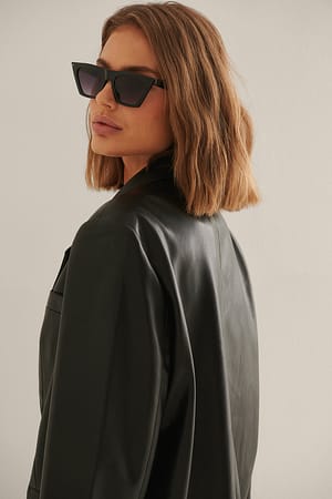 Black Sharp Square Cateye Sunglasses