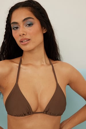 Brown Shiny Triangle Bikini Top