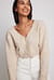 Short V-Neck Buttoned Knitted Cardigan