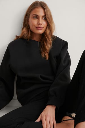 Black Shoulder Pad Sweatshirt