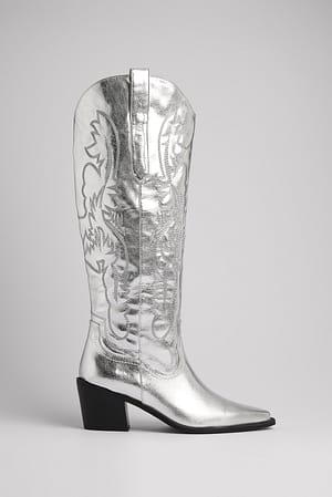 Silver Sølvfarvede cowboystøvler