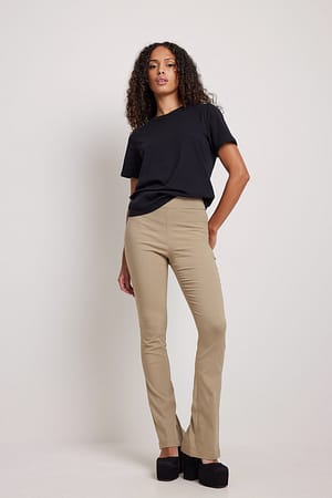 Khaki Slim-fit Super Stretch Back Slit Pants