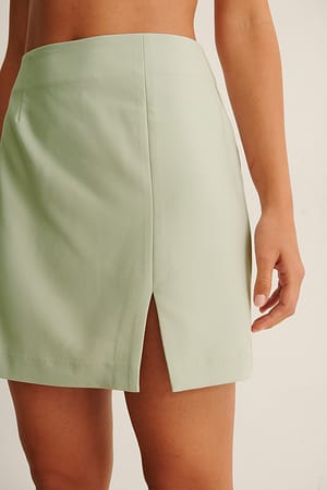 Silver Green Recycled Slit Mini Skirt