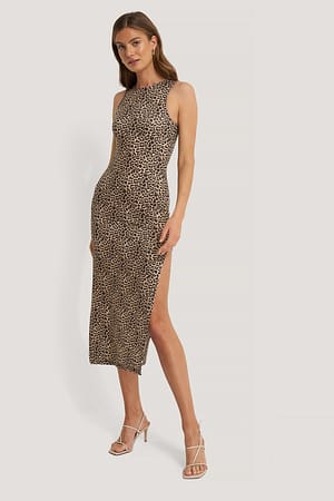 Leopard Split Jersey Dress