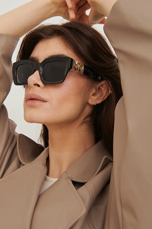 Black Solbriller med firkantede rammer