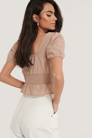 Dusty Pink Square Neck Cropped Blouse