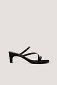 Black Squared Heel Strappy Sandals