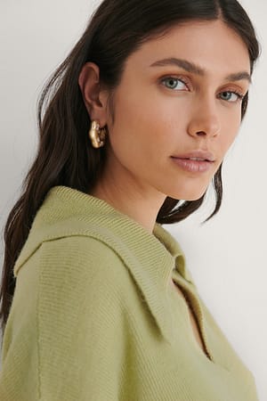 Gold Stone Detailed Hoops