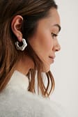 Silver Stone Detailed Hoops
