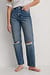 Organische rechte versleten jeans met hoge taille