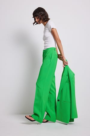 Green Pantalón de traje de pierna recta reciclado