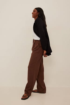 Brown Pantalones de vestir con pernera recta