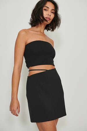 Black Strap Detail Mini Skirt