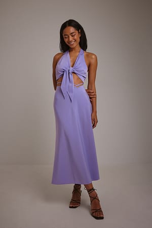 Purple Strap Detail V-Shape Skirt