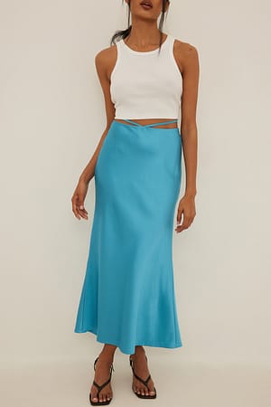 Blue Strap Detailed Midi Skirt