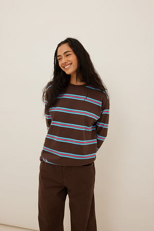 Brown Stripe Langærmet t-shirt