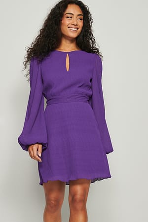 Purple Structured Keyhole Mini Dress