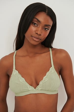 Dusty Green Structured Lace Detail Triangle Top