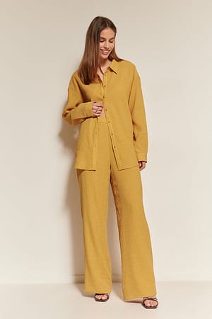 Mustard Structured Loose Pants