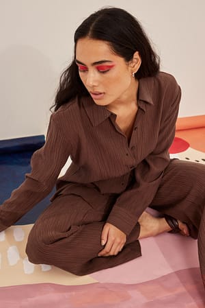 Brown NA-KD Lingerie Structured Loungewear Shirt