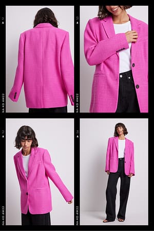 Pink Gestructureerde oversized blazer