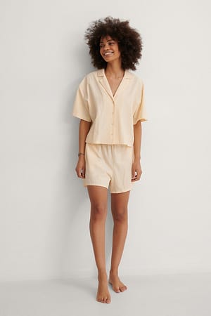 Rose Tan Structured Wide Organic Lounge Shorts