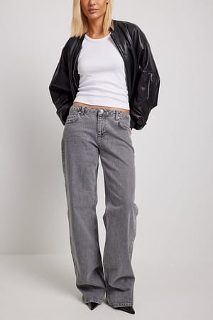 Light Grey Økologiske y2K jeans med superlav talje