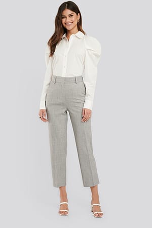 Grey Tailored Fitted Suit Pants