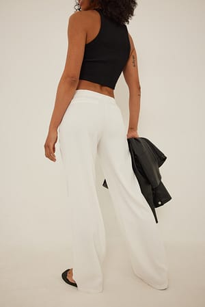 White Tailored Low Waist Suit Pants