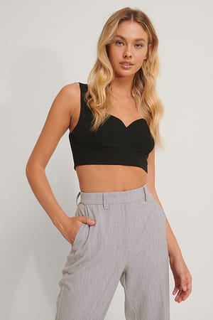 Black Cropped Bustier-Top