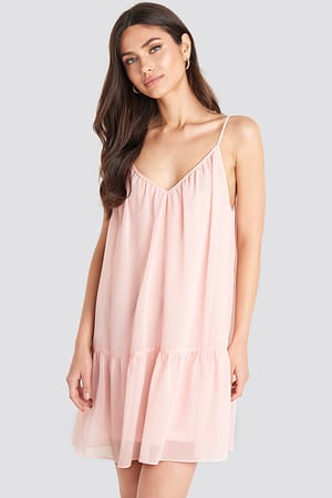 Pink Thin Strap Short Dress