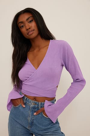 Lavender Blusa de apertar na cintura em algodão suave
