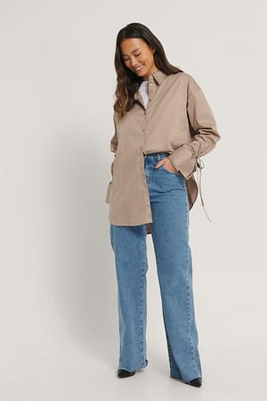 Taupe Tied Sleeve Shirt