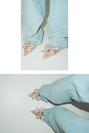 Transparent Sapatos de tacão transparentes com laço