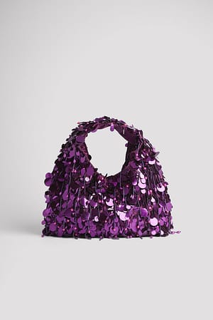Purple Kolmionmuotoinen laukku paljeteilla
