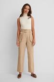 Beige Utility Belted Pants