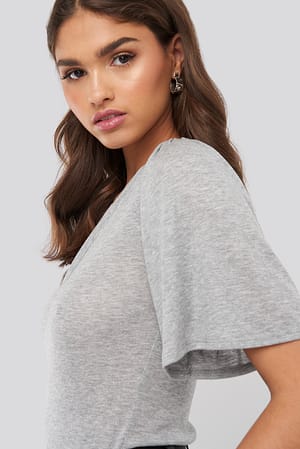 Grey V-Neck Slim Fit T-shirt