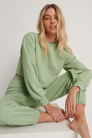 Green Ekologisk croppad sweatshirt