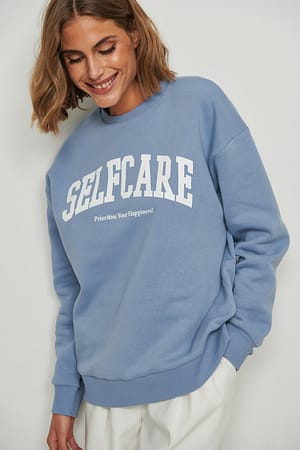 Blue Sweatshirt med print