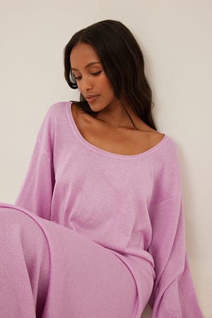 Pink Oversized Wide sleeve Glitter Knitted Maxi Dress