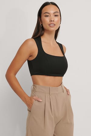 Black Wide Strap Cropped Top