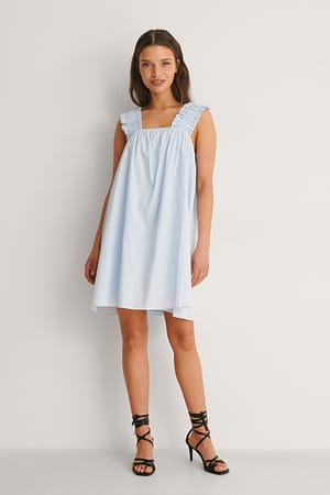 Blue Wide Strap Mini Dress