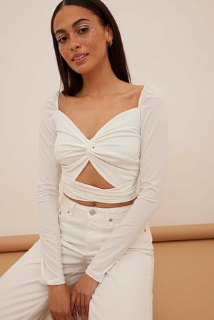 Offwhite Wrap Detail Knot Top