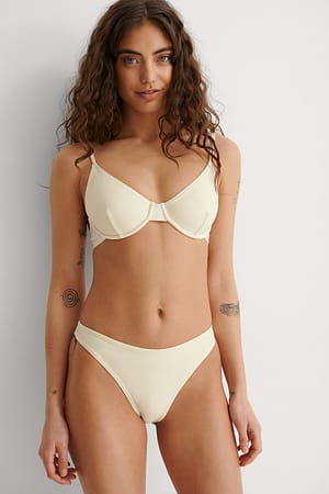 Offwhite Recyceltes Bikini-Höschen mit hohem Schnitt