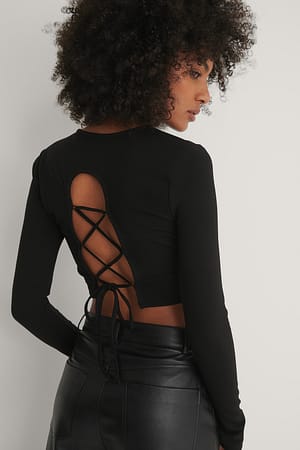 Black Lace Back Detail Top