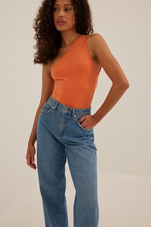 Orange Body assimétrico com alças nas costas